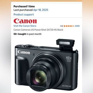 Canon SX720 HS Digital Camera - Black